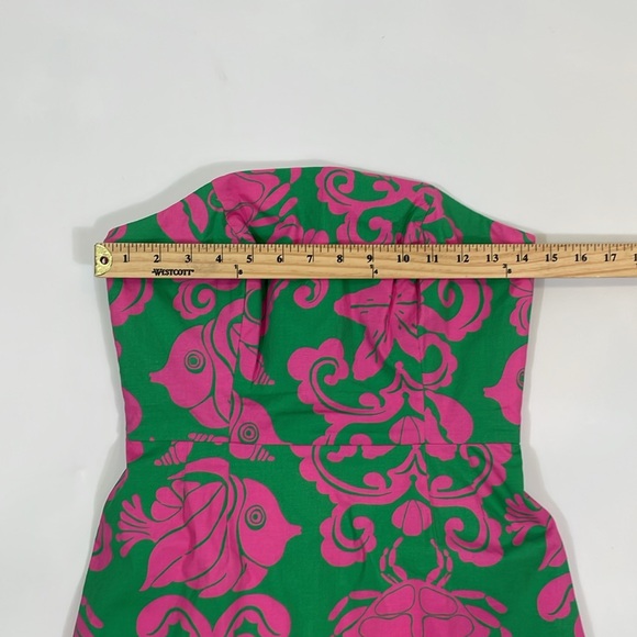 Lilly Pulitzer Strapless Sienna Dress Size 2 Vintage Pink Green Sea Life EUC - Picture 9 of 16